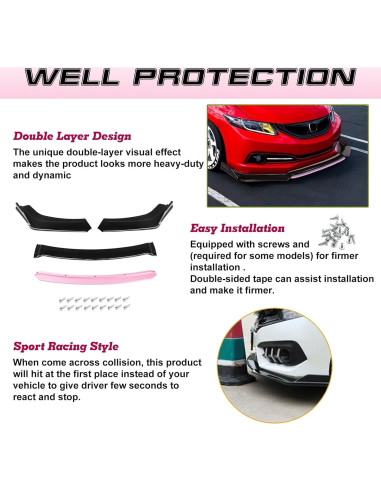 Labio de Parachoques Frontal Xotic Tech Negro/Rosa Universal