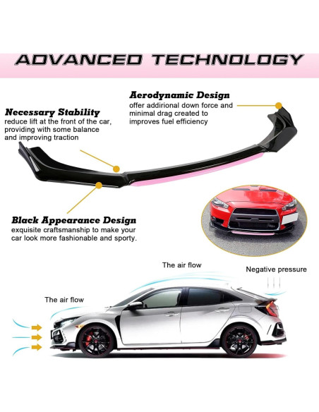 Labio de Parachoques Frontal Xotic Tech Negro/Rosa Universal