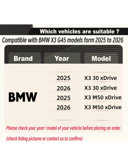 Alerón Trasero Medio STSEV01 para BMW X3 G45 2025-2026, Negro Brillante