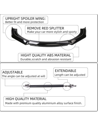 Divisores de Labio Frontal Negro DREAMIZER para Autos Universales