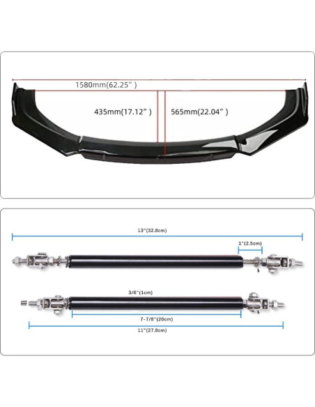 Divisores de Labio Frontal Negro DREAMIZER para Autos Universales