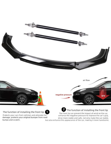 Divisores de Labio Frontal Negro DREAMIZER para Autos Universales