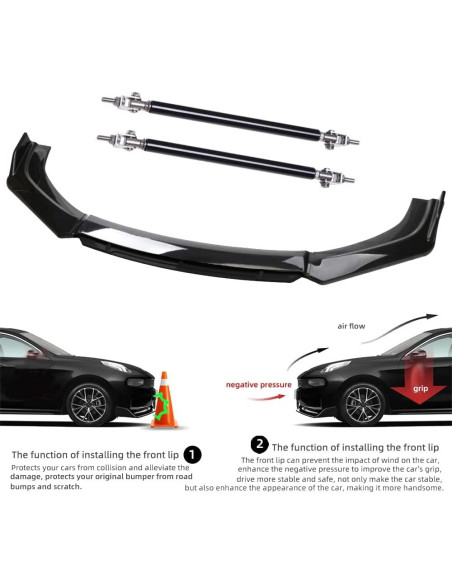 Divisores de Labio Frontal Negro DREAMIZER para Autos Universales