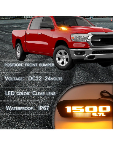 Luz de Marcador Lateral LED GEEGEETOP para Dodge RAM 1500 2019-2024