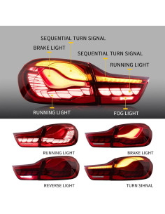 Luces Traseras OLED VLAND para BMW M4 GTS 2014-2020 Rojas 2