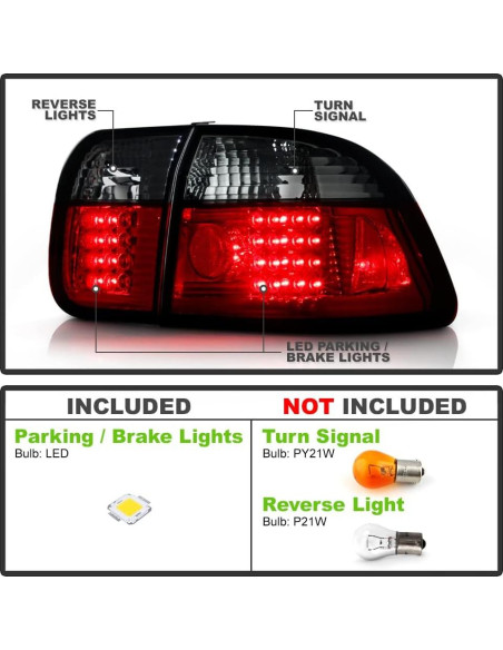 Luces Traseras LED Ahumadas ACANII para Honda Civic 1996-1998