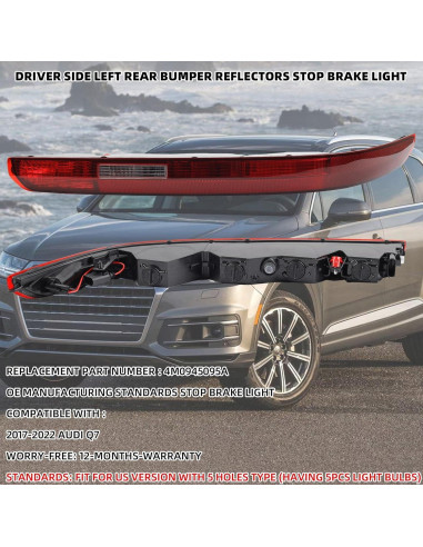 Luz Reflectora Trasera Izquierda Dasbecan para Audi Q7 2016-2022