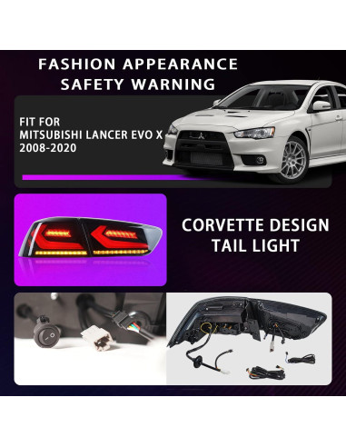 Luces traseras Archaic ahumadas para Mitsubishi Lancer EVO X 2008-2020