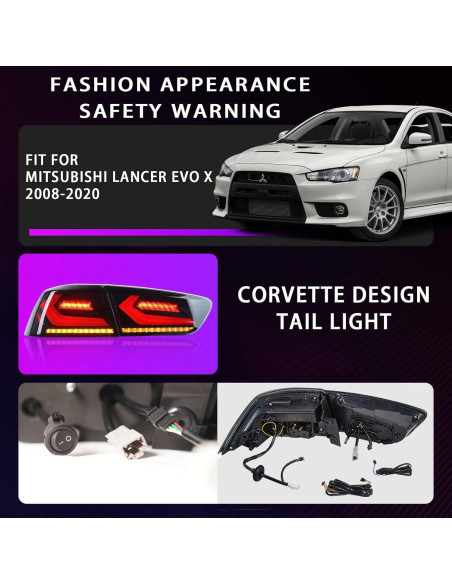 Luces traseras Archaic ahumadas para Mitsubishi Lancer EVO X 2008-2020