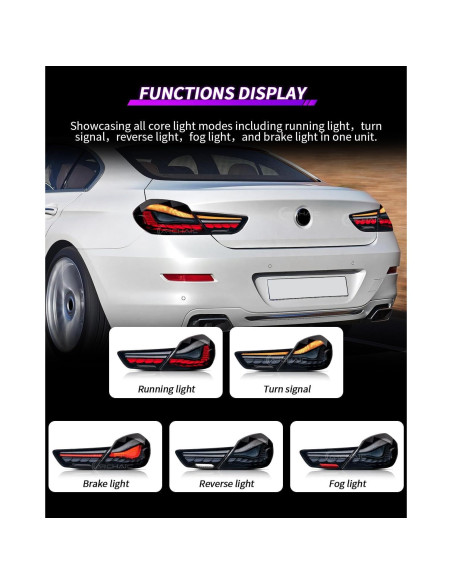 Luces Traseras Archaic para BMW Serie 6 2012-2019, Ahumado