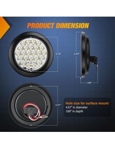 Luz Trasera Redonda Nilight 4 Pulgadas 24LED IP67 2PCS 2