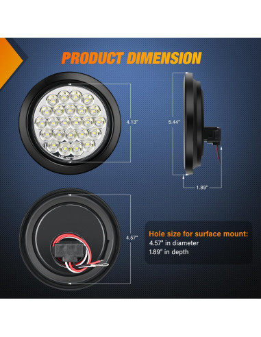 Luz Trasera Redonda Nilight 4 Pulgadas 24LED IP67 2PCS