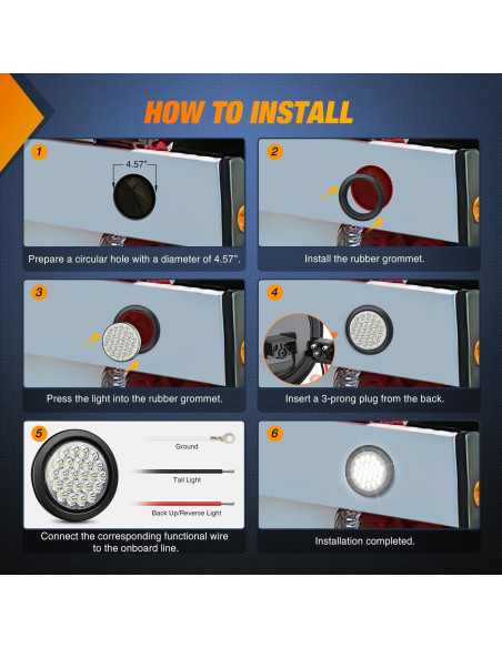 Luz Trasera Redonda Nilight 4 Pulgadas 24LED IP67 2PCS