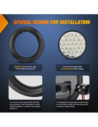 Luz Trasera Redonda Nilight 4 Pulgadas 24LED IP67 2PCS