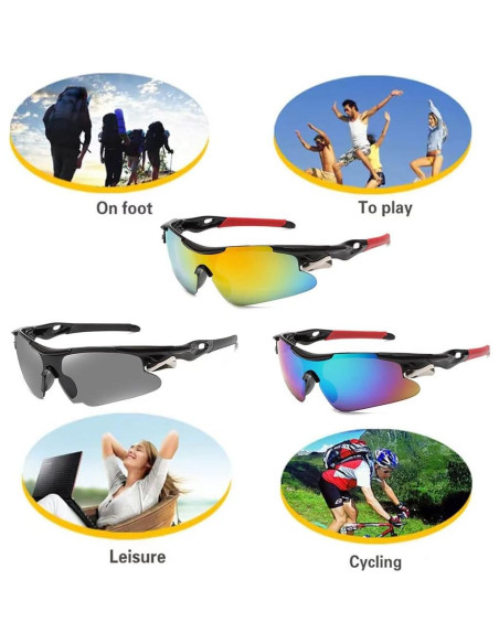 3 Pares de Gafas de Sol Deportivas UV400 para Ciclismo