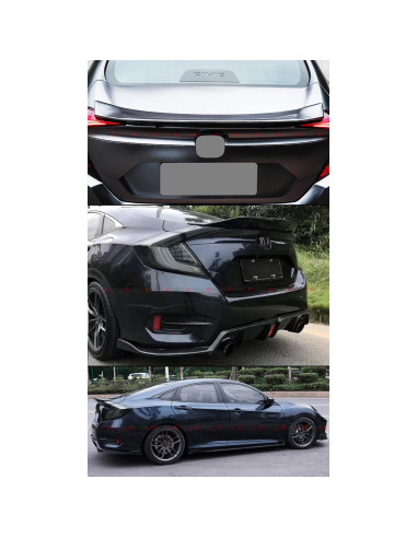 Alerón Duckbill V3 Brillante Cuztom Tuning para Honda Civic 2016-2019