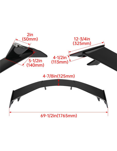 Alerón Trasero HECASA Negro Brillante para Chevrolet Corvette C8 2020-2024