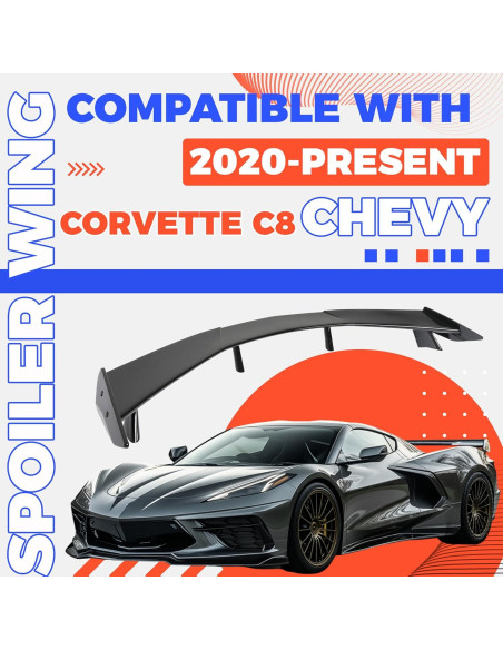 Alerón Trasero HECASA Negro Brillante para Chevrolet Corvette C8 2020-2024