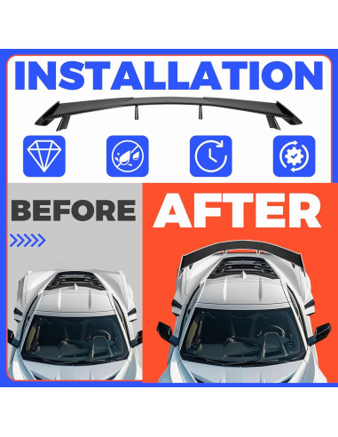 Alerón Trasero HECASA Negro Brillante para Chevrolet Corvette C8 2020-2024