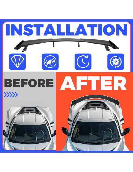 Alerón Trasero HECASA Negro Brillante para Chevrolet Corvette C8 2020-2024