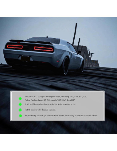 Alerón Trasero Demon para Challenger SRT/SXT/GT 2008-2017 Negro