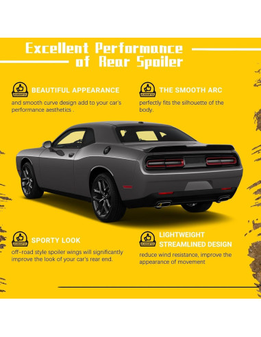 Alerón Trasero Demon para Challenger SRT/SXT/GT 2008-2017 Negro