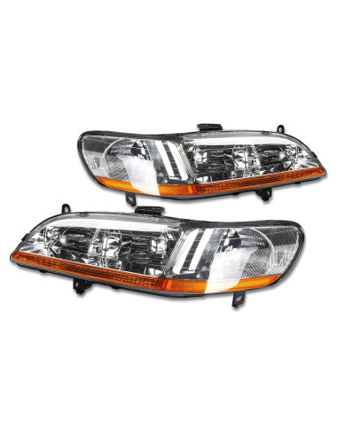 Faros LED DNA MOTORING para Honda Accord 98-02 Cromo/Ámbar