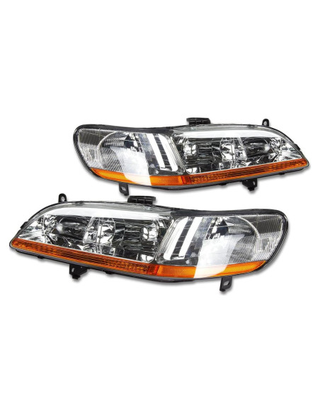 Faros LED DNA MOTORING para Honda Accord 98-02 Cromo/Ámbar