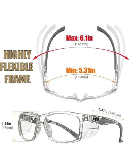 Gafas de Seguridad E60 Antivaho con Protectores Laterales