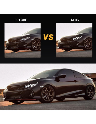 Faros LED COOLCMP para Honda Civic 2016-2021 con Animación Azul