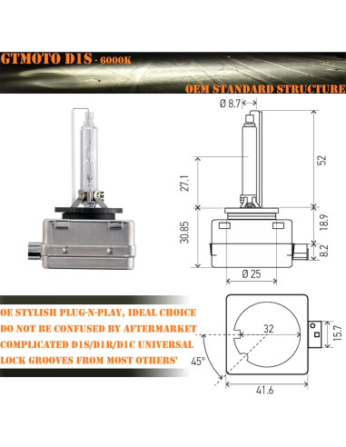 Bombillas Xenón D1S GTMOTO 6000K para BMW X1 2013-2015 - 2-Pack