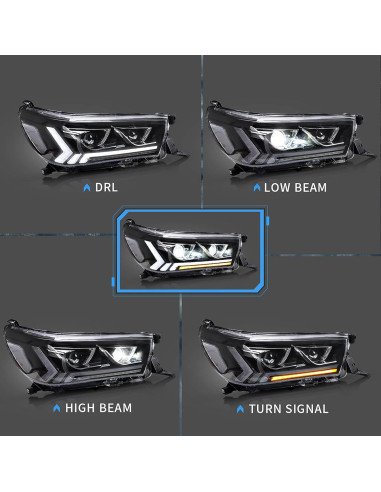 Faros LED VLAND para Toyota Hilux 2015-2020 con Giro Secuencial