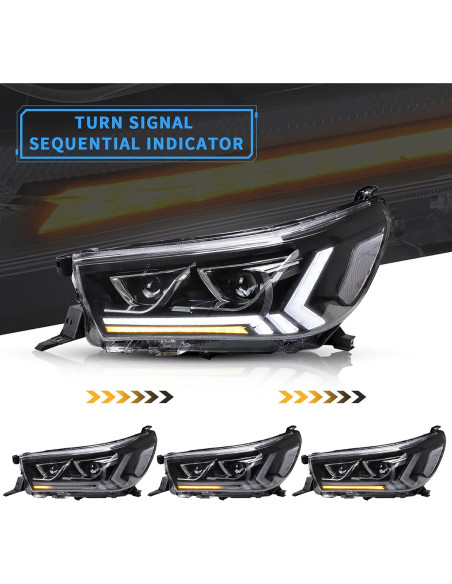 Faros LED VLAND para Toyota Hilux 2015-2020 con Giro Secuencial