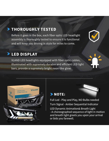 Faros LED VLAND para Toyota Hilux 2015-2020 con Giro Secuencial