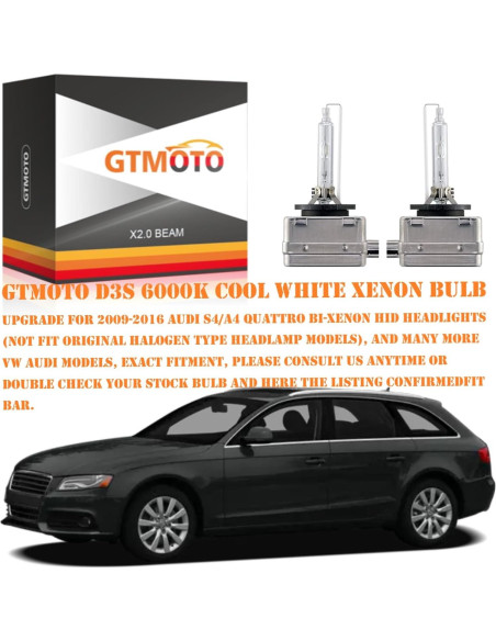 Bombillas D3S Xenón HID GTMOTO 6000K para Audi A3 A4 S4