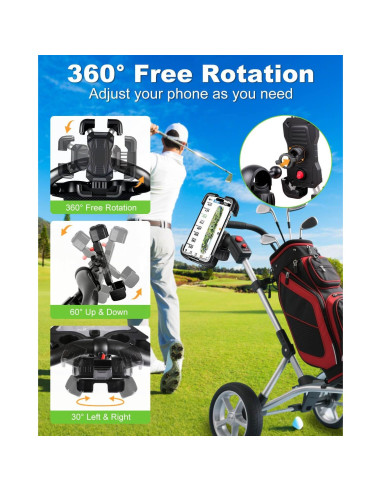 Soporte para Teléfono de Carrito de Golf LEAPGOMAX 360