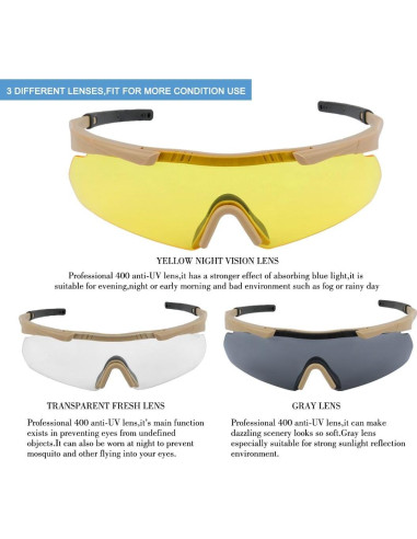 Gafas Tácticas Xaegistac 3 Lentes Intercambiables Unisex