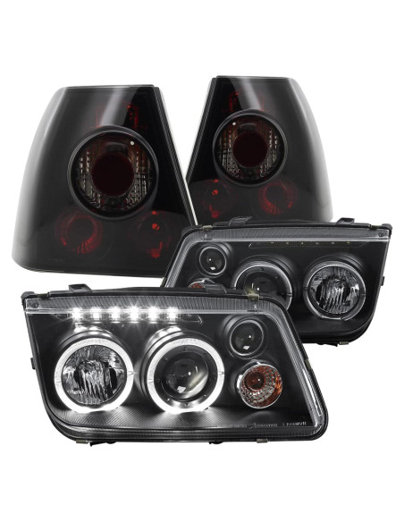 Faros LED y Luces Traseras Negras Brillantes SPEC-D Jetta 1999-2005