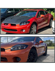 Faros Proyector LED Spec-D Tuning Negro Brillante Humo para Mitsubishi Eclipse 2006-2008 2