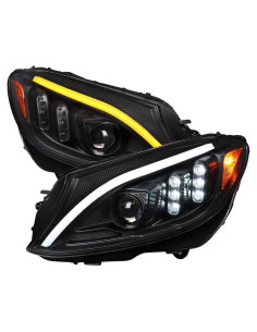 Faros Proyector Negro Spec-D Tuning con LED para Mercedes-Benz C W205