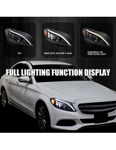 Faros Proyector Negro Spec-D Tuning con LED para Mercedes-Benz C W205 2