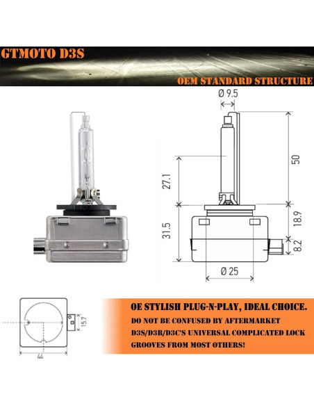 Bombillas Xenón D3S GTMOTO 6000K 35W para Audi Bi-Xenón
