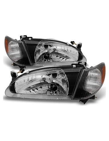 Juego de Faros Negros AKKON para Toyota Corolla 98-00