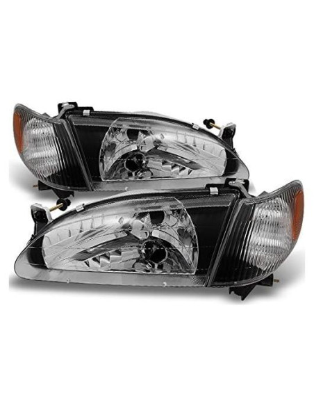 Juego de Faros Negros AKKON para Toyota Corolla 98-00