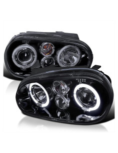Faros Proyector Dual Halo Negro SPEC-D Tuning VW Golf 1999-2006