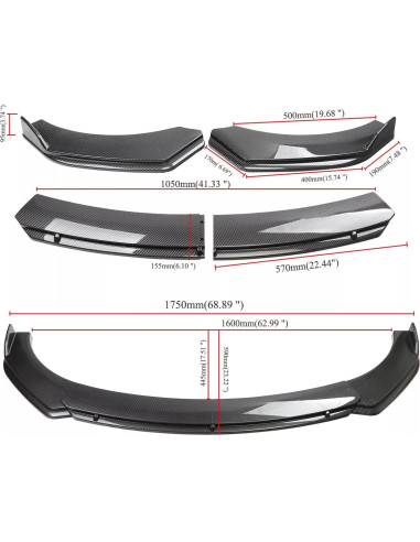 Splitter Frontal Universal YAOHUA con Varillas Soporte 183.48 cm