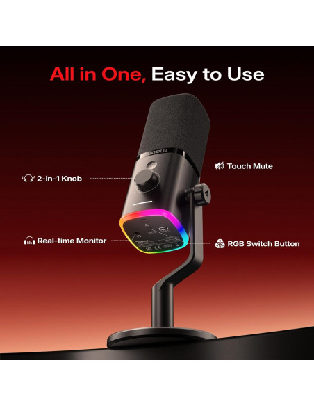 Micrófono Inalámbrico MAONO PD100W para PC - Negro