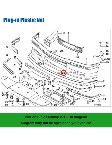 Tapón de Spoiler Frontal OAUTOO para BMW E36 3-Series 15pcs