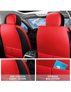 Fundas de Asiento BOJVAIGA para Hyundai Veloster 2013-2021, Cuero Impermeable Rojo y Negro 2