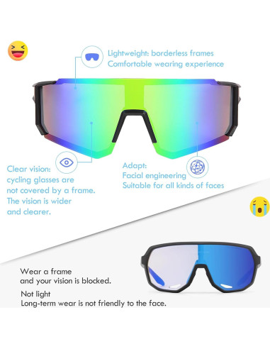 Gafas de Ciclismo UV400 Gafas Deportivas Verde Unisex